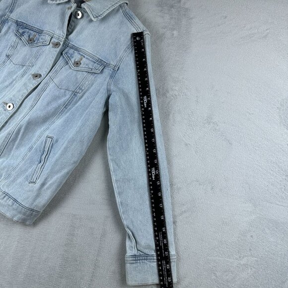 Style & Co Denim Jean Jacket Womens Size PS Light Wash Button Front Blue - Picture 8 of 11